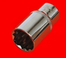 27mm Qualitäts Stecknuss Lang / 12-Kant Steckschlüssel Einsatz für 1/2" Ratsche