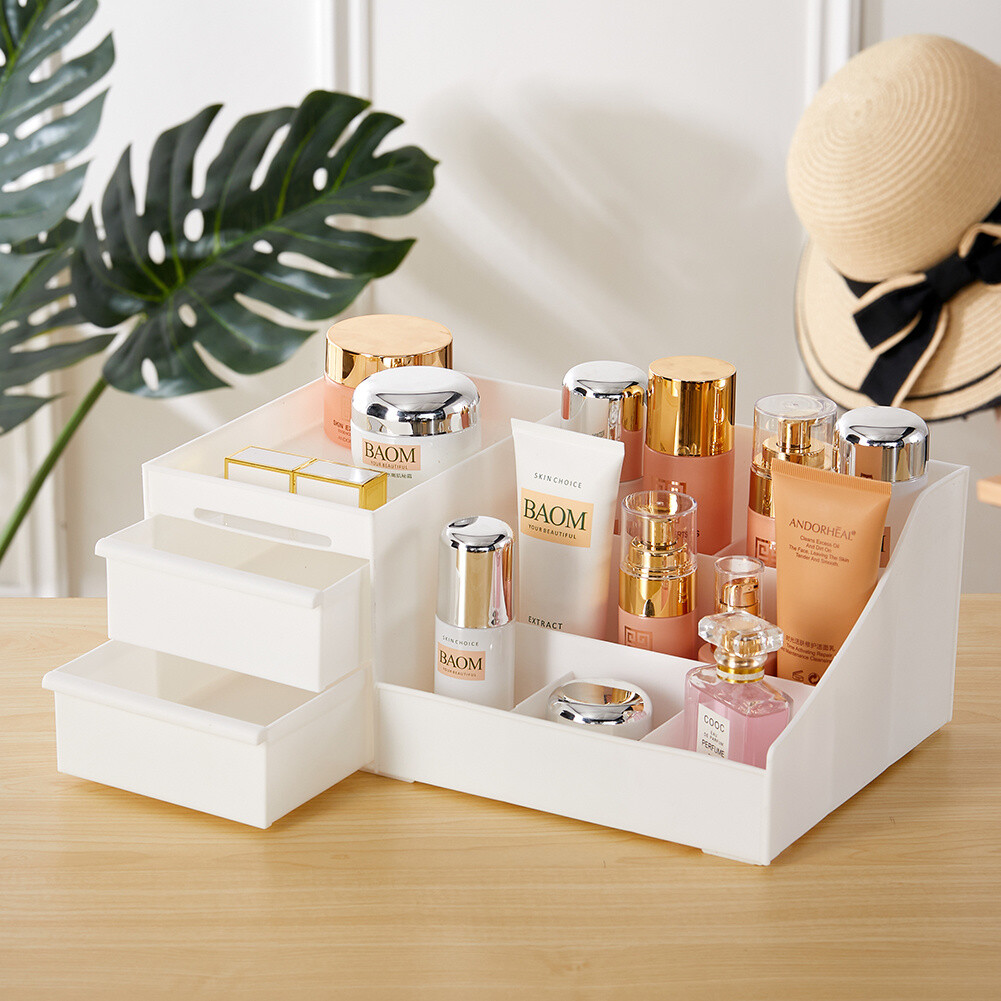 Desktop Makeup Cosmetic Tidy Organiser Storage Box Skincare Holder