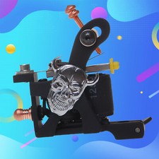 Coil Tattoo Machine Cast Iron Frame for Beginner 10 Wrap Liner Shader Black 404P