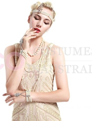 Silver Gold 1920s Headband Bridal Great Gatsby 20s Gangster