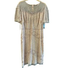 Adrianna Papell Bridal Blush Embellished Mesh Beaded Short Dress Size 10