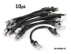 10-PACK 6 de pouce CAT6 Réseau UTP Ethernet RJ45 Complet 8-Wire Câble d'attelage, noir