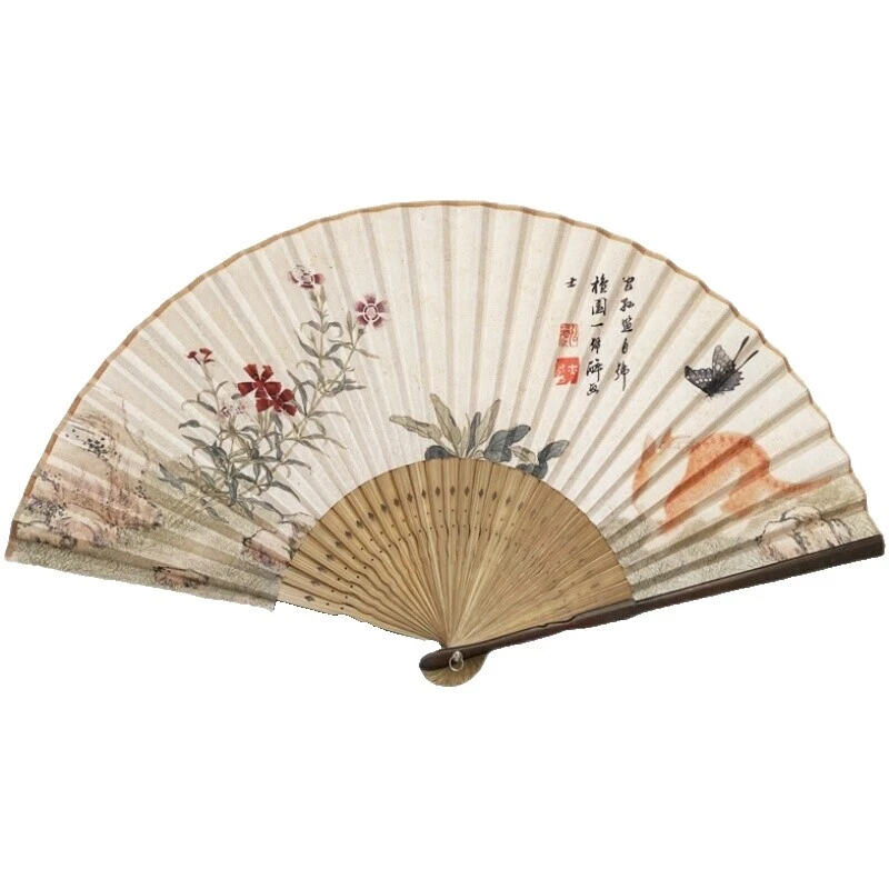 Mezcla de Seda Multicolor ventiladores de mano Vintage