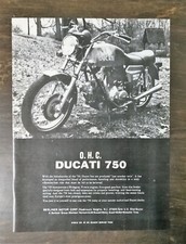 Vintage 1973 O.H.C. Ducati 750 Motorcycle Full Page Original Ad