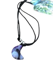 Spirit of Nature Necklace -Crescent moon -purple stone- black cord