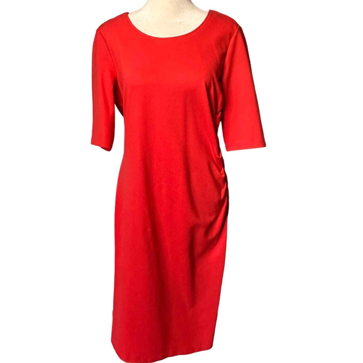 emporio armani red dress Emporio Armani Sleeveless Pleated Techno Cady Midi Dress