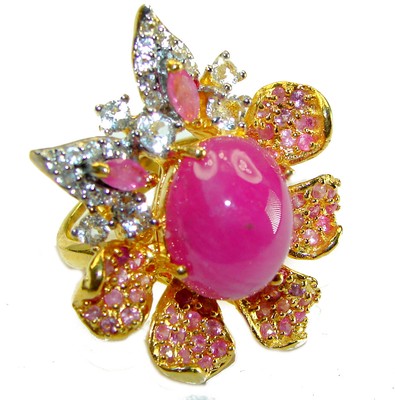 Bella Rosa authentic 11.4 carat Ruby White Sapphire 18K Gold over .925 Sterling 