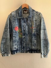 Ruth Douglas Vintage Denim Jacket Size Medium Roses Butterflies Decorated Nice