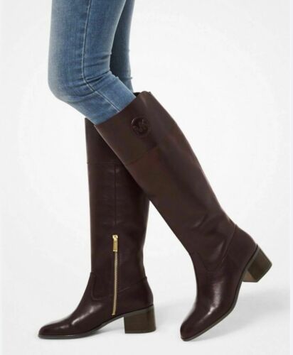 Michael Kors Dylyn Boots Knee High Tall Leather Barolo Brown 5 M $225 - Afbeelding 1 van 14