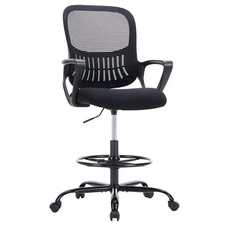Standing Office Chair with Wheels, Adjustable Height, Chair with Leg Ring
