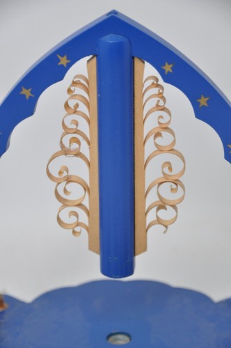 ERZGEBIRGE Vtg INCOMPLETE German Pyramid Blue Wood Carousel PARTS OR REPAIR - Picture 5 of 8