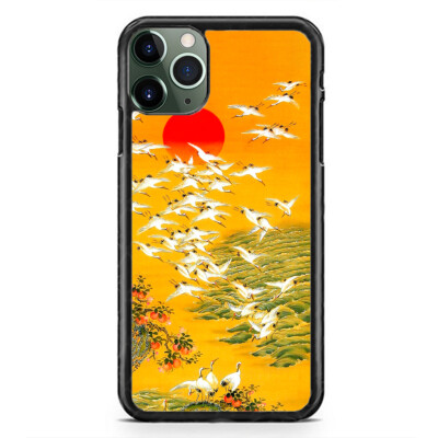 Japan Empire Red Sun Birds Floral Case For iPhone 15 Pro Max Plus 14 Mini 13 12
