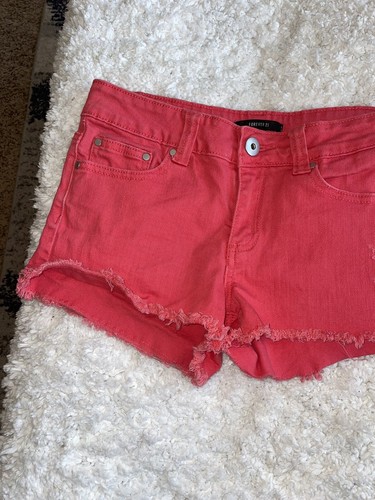 Forever 21 sz. 28 red/ pink short jean shorts. Great pair, comfortable - Picture 5 of 10