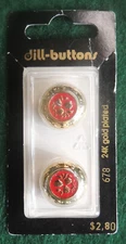 2pc Dill-Buttons of America #678 24K Gold Plated 11/16" (18mm) Dome w/ Flowers
