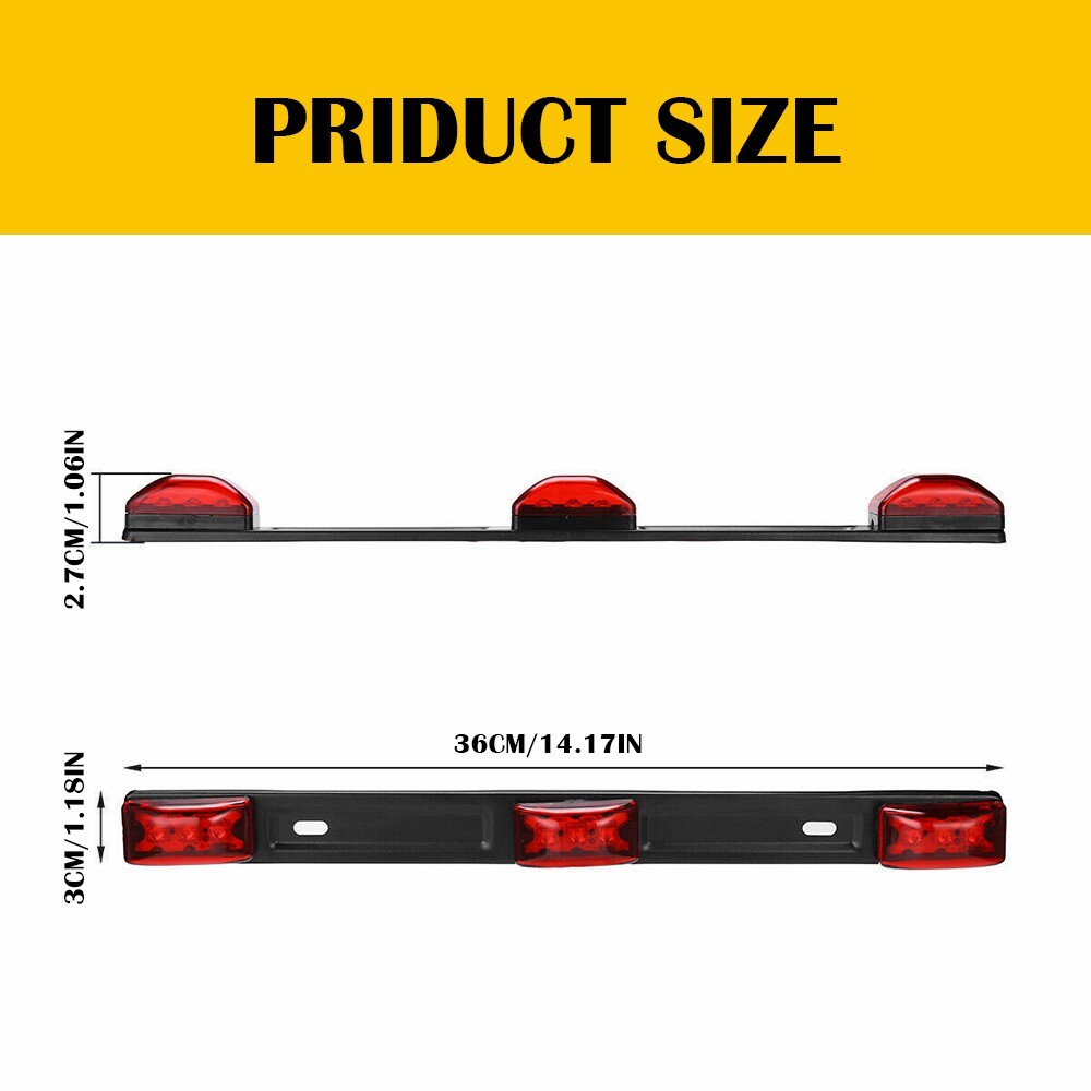 Stainless LED Red ID Light Bar Truck Boat Trailer Marker Clearance