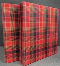 Vintage National 3 ring Red Plaid fabric wrapped binders 1960's-70's Made in USA