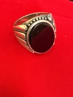Vintage-style sterling silver signet bezel-set oval black onyx sz 10