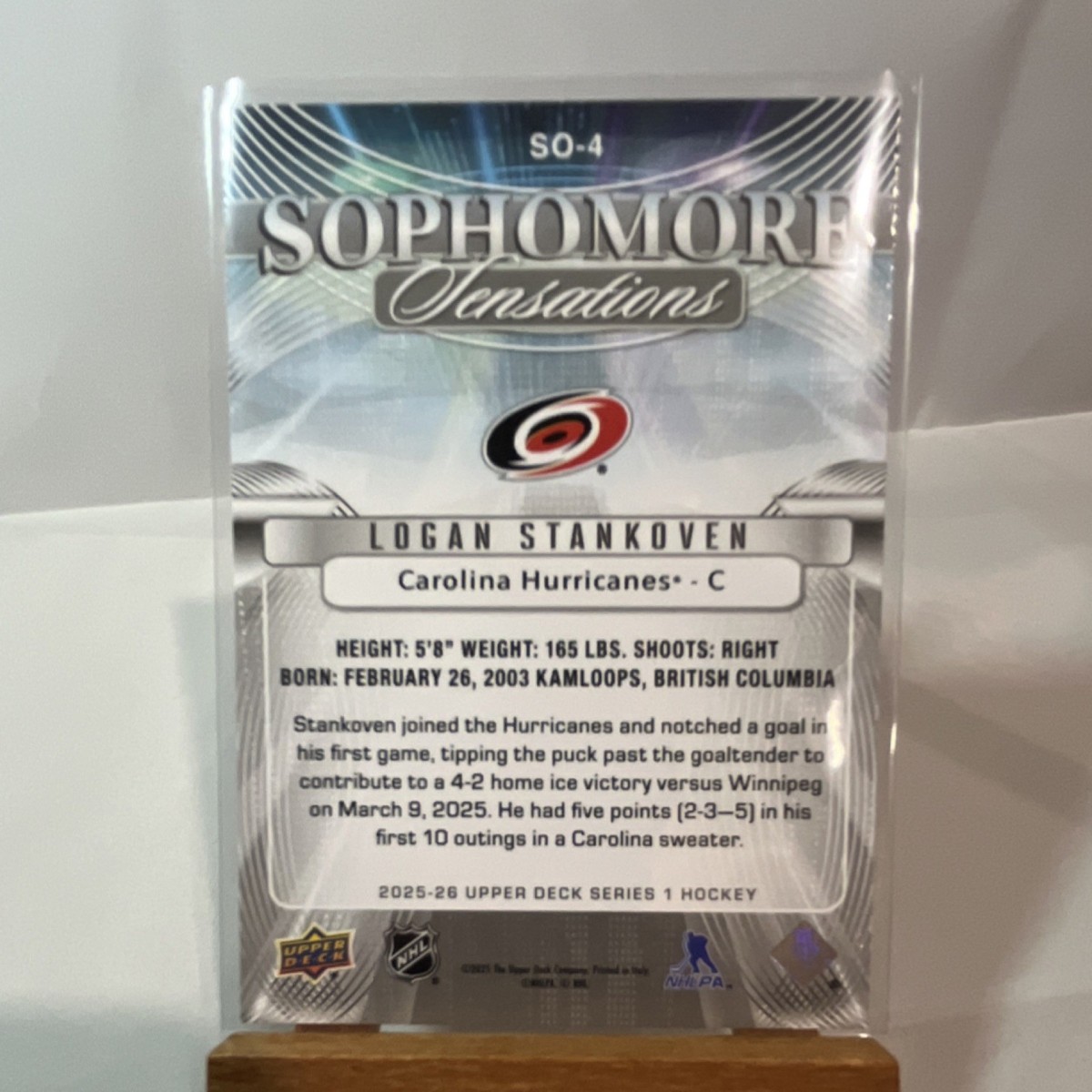 Upper Deck 2025-26 Series 1 Sophomore Sensations Logan Stankoven