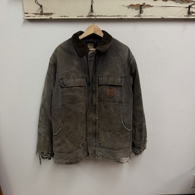 Vintage Carhartt C26 Chore Zip Jacket Blk LargeT 90s 00s Distressed Faded