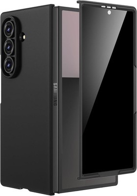 Thin Shockproof Case for Galaxy Z Fold 7, Black with Privacy Screen Protector