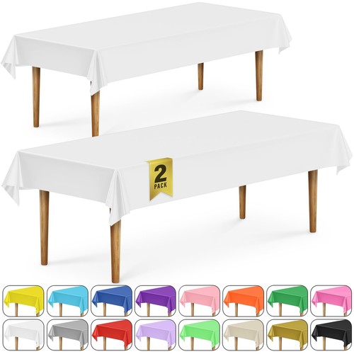 2 Rectangular Tablecloths BPA-Free Plastic, 54 x 108 inch, Dining Table Cloth...