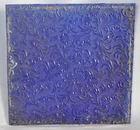 Ant. Victorian Era Belgian Glass Pane W/Raised Flower Motif Blue Windowpane (E)