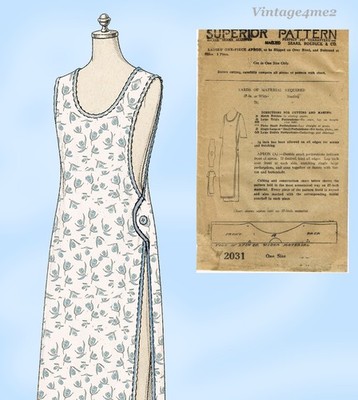 Superior 2031: 1930s Womens Side Button Apron Fits All Vintage Sewing Pattern
