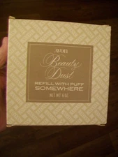 Vintage Avon Somewhere Beauty Dust Powder 6 oz Refill with Puff New in Box