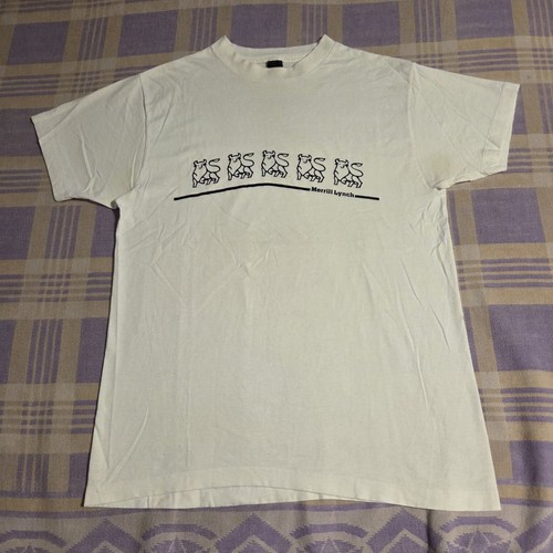 Vintage Made In USA Combed Cotton Merrill Lynch Baby Blue T Shirt Medium - Picture 1 of 5
