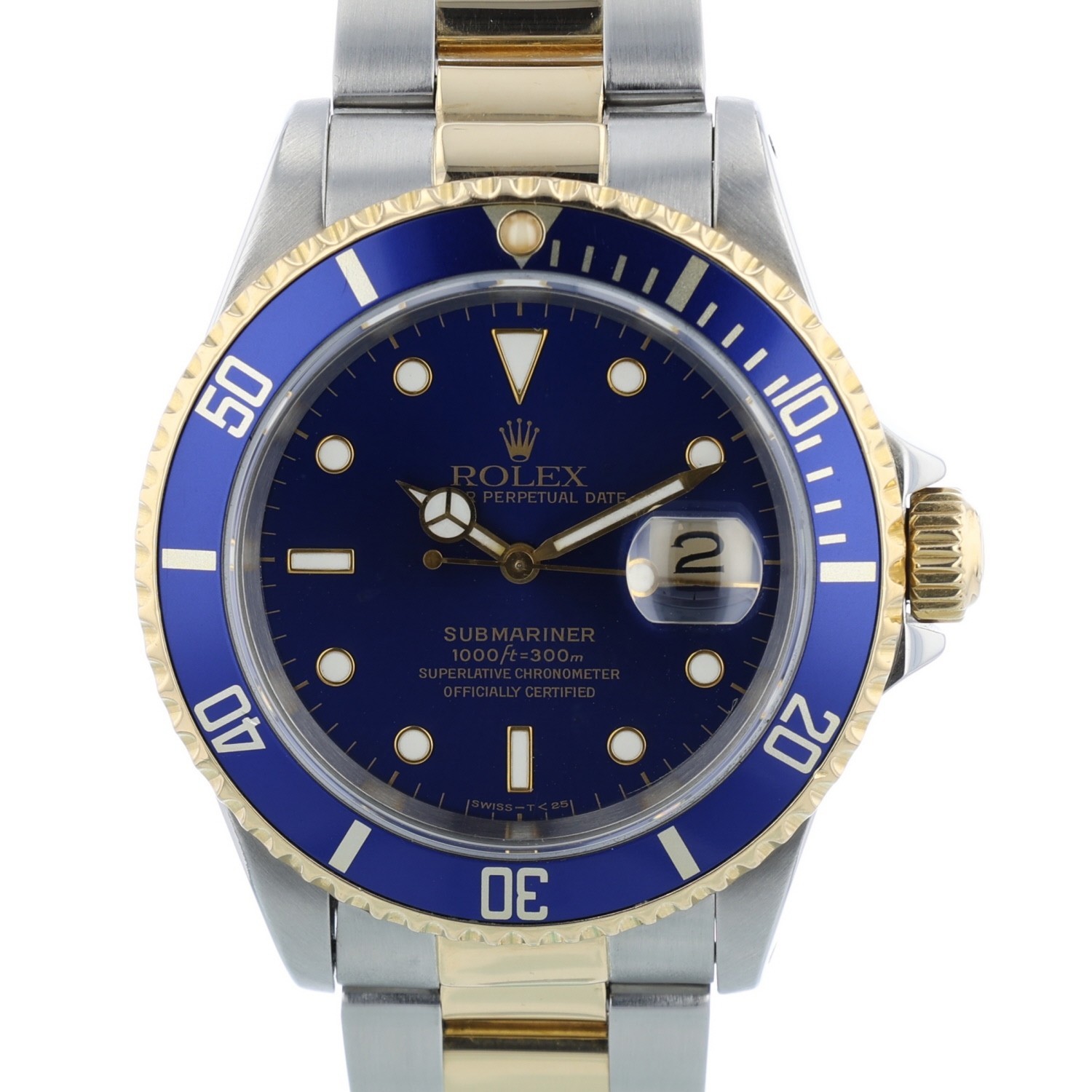 Rolex Submariner Date 16613 40mm Blue Dial Yellow Gold Steel Oyster 1991 Watch