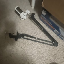 Black Adjustable Metal Microphone Boom Arm Stand Desk Mount, 18 in Height