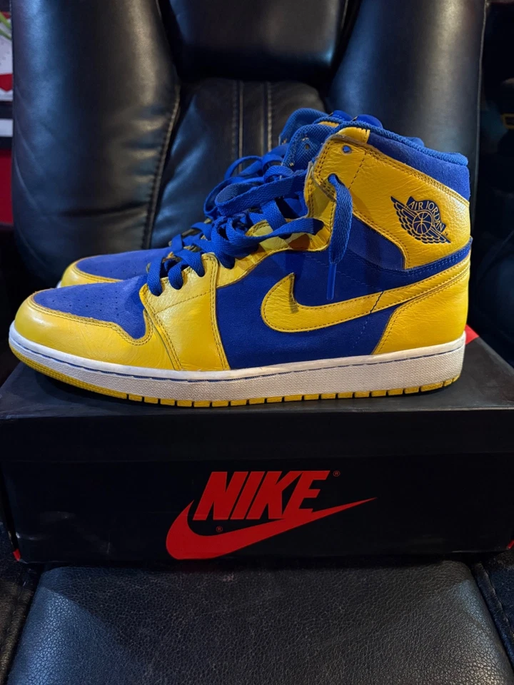 Размер 12 - Air Jordan 1 ретро оригинальный High Laney университетская кукуруза королевский белый - Изображение 3 из 4