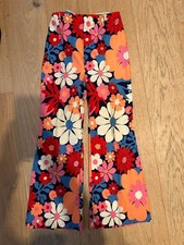 Vintage 1970  s Pants Girls Multicolor Floral Novelty Bell Bottom