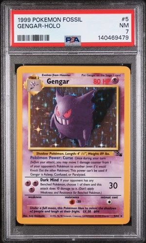 Gengar-Holo Pokemon Fossil 5/62 PSA 7