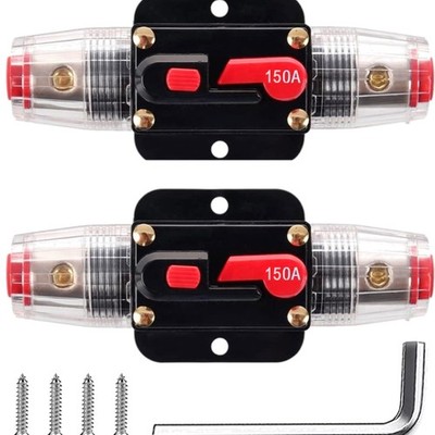 2 Stück 150A Inline Leistungsschalter mit Reset für Auto Boot 12V24V DC Schutz