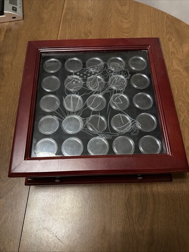 PCS Coins Walking Liberty Half Dollar Cherrywood Case W/ Encapsulated Coin Holds