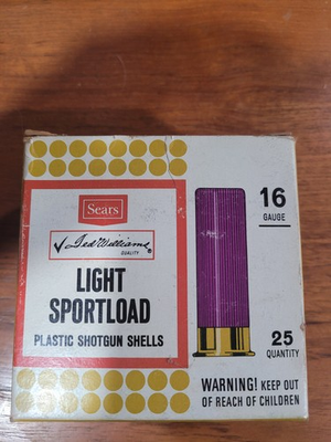 #ad #ad Sears Ted Williams 16 Gauge Shotgun Shells Empty Box $7.00