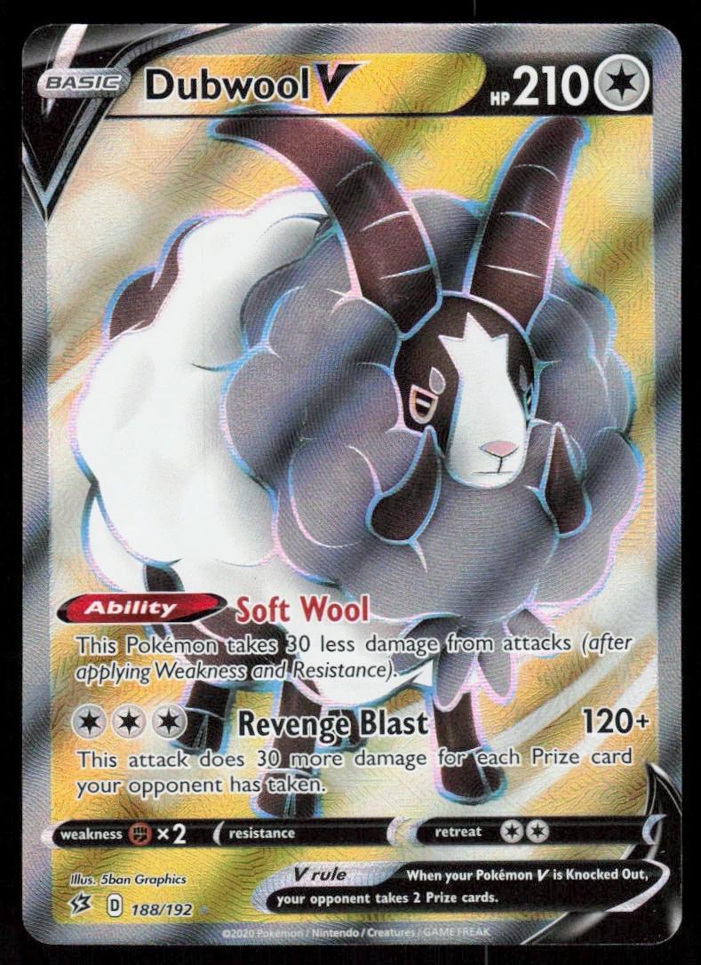 Dubwool V 188/192 Ultra Rare Pokemon Rebel Clash NM