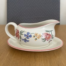 Staffordshire Geschirr Chelsea Sauciere & Untertasse Set Vintage Blumenmuster