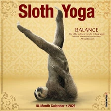 Willow Creek Sloth Yoga 2026 7" x 7" Mini Wall Calendar w
