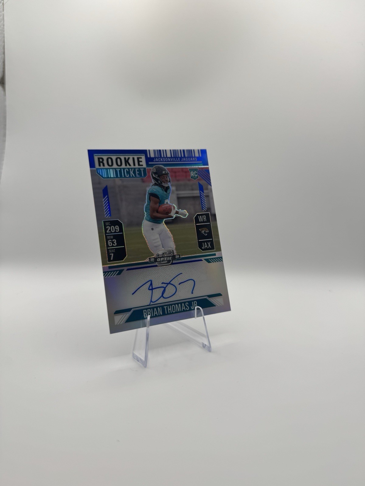 2024 Panini Contenders Optic Blue Rookie Ticket Auto Brian Thomas Jr.  /75