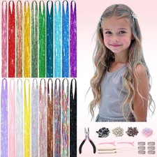 Hair Tinsel Kit, 20 Colors 8000 Strands Accessories Teen 20 Color