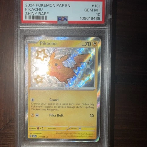 Pokémon Pikachu TCG Holo Shiny Rare Card Paldean Fates 131/091 PSA 10