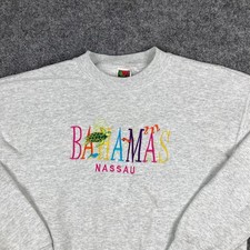 Fruit of the Loom Sweatshirt Mens M Gray USA Bahamas Nassau Graphic