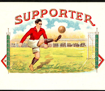 1930's Soccer FootBall Player Goal Ball Sport Inner Cigar Box Label  SR.L.FB