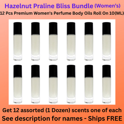 Hazelnut Praline Bliss Bundle - 12 Pack Womens Body Oil Roll on 10ml bottles