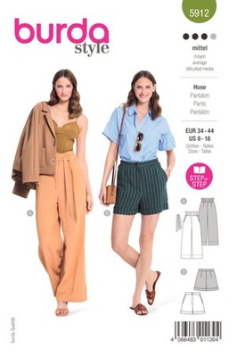 Burda Schnittmuster 5912 Hose in kurz und lang Damen Bekleidung