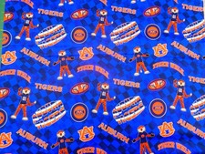 AUBURN UNIVERSITY " TIGERS "NEW SPORT DESIGN BRAND NEW 1/2 YARD 100 COTTON