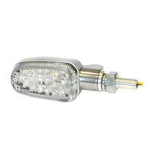 Universal Motorcycle LED Turn Signal Lights (Pair) Polished Hsg Clear Lens 2Wire