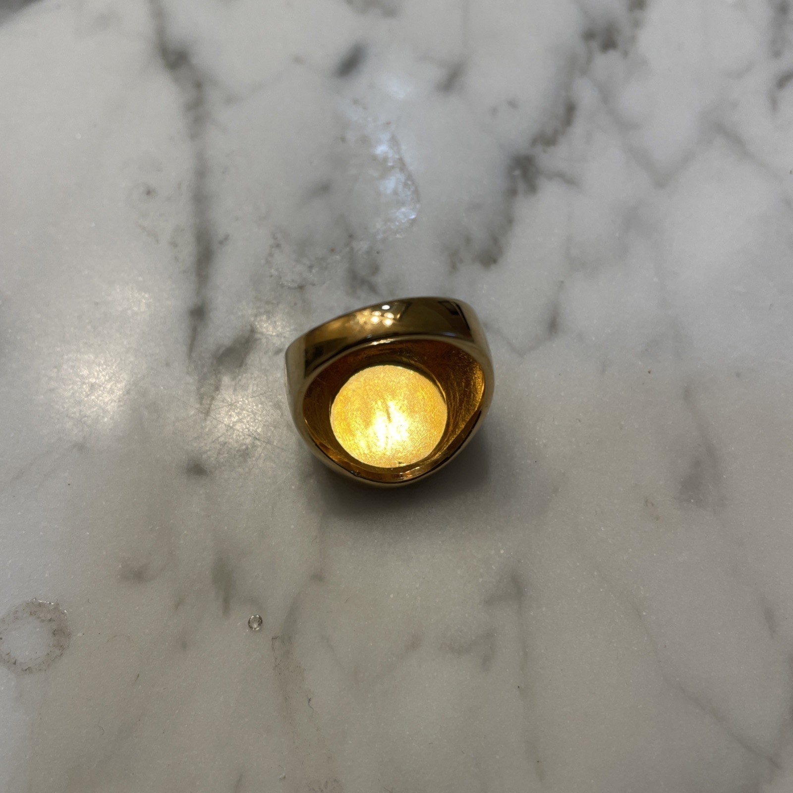 McDonald's Vtg 18K Gold Plated Ring M Signet Brass Size8.5 NOS Balfour